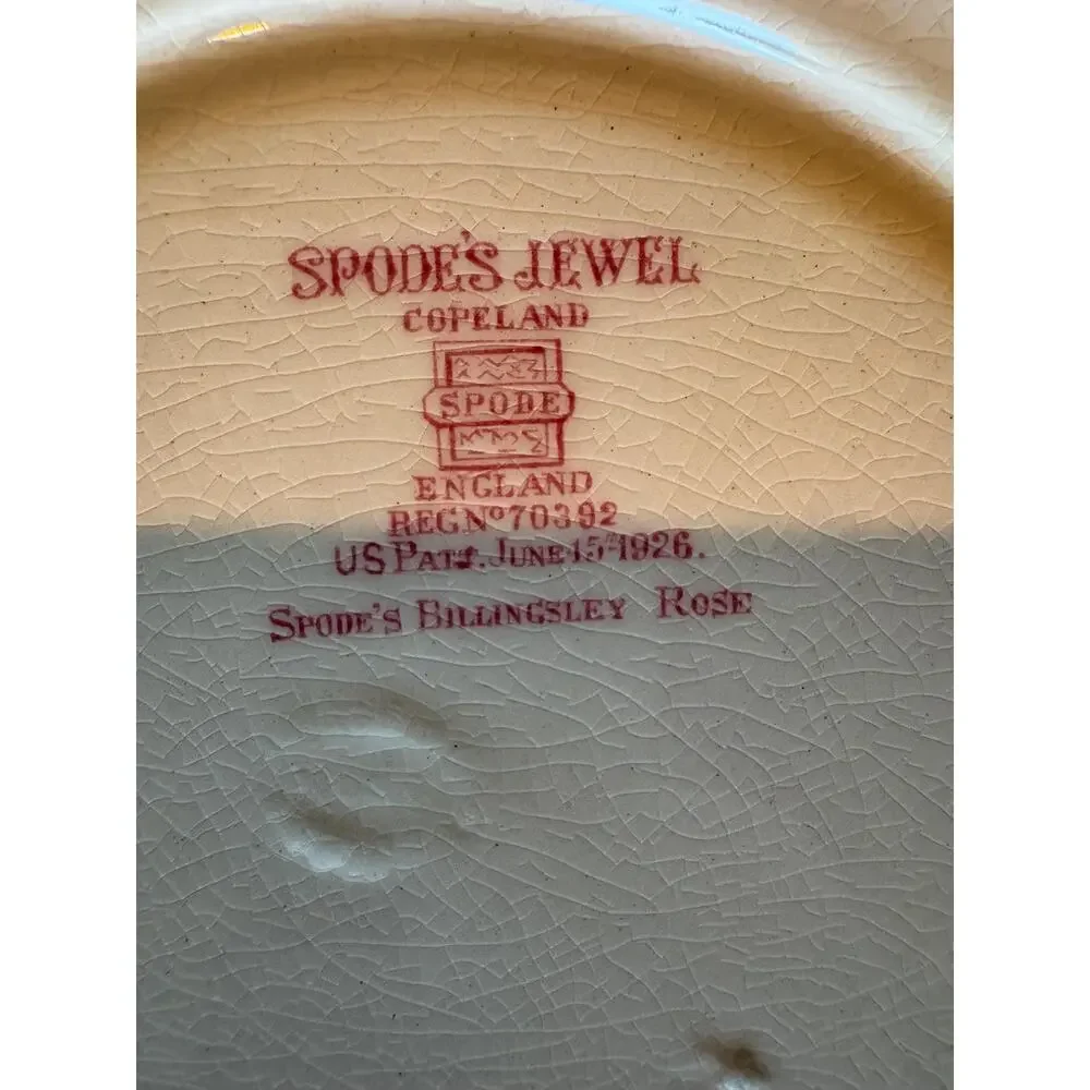 Vintage Set - Spode England Billingsley Rose Tea Party Luncheon Plates (6)
